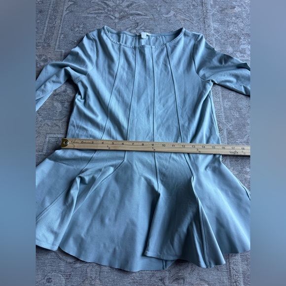 COS Light green/blue Long Sleeve scuba jersey top peplum stretch fit and flare - Picture 7 of 8